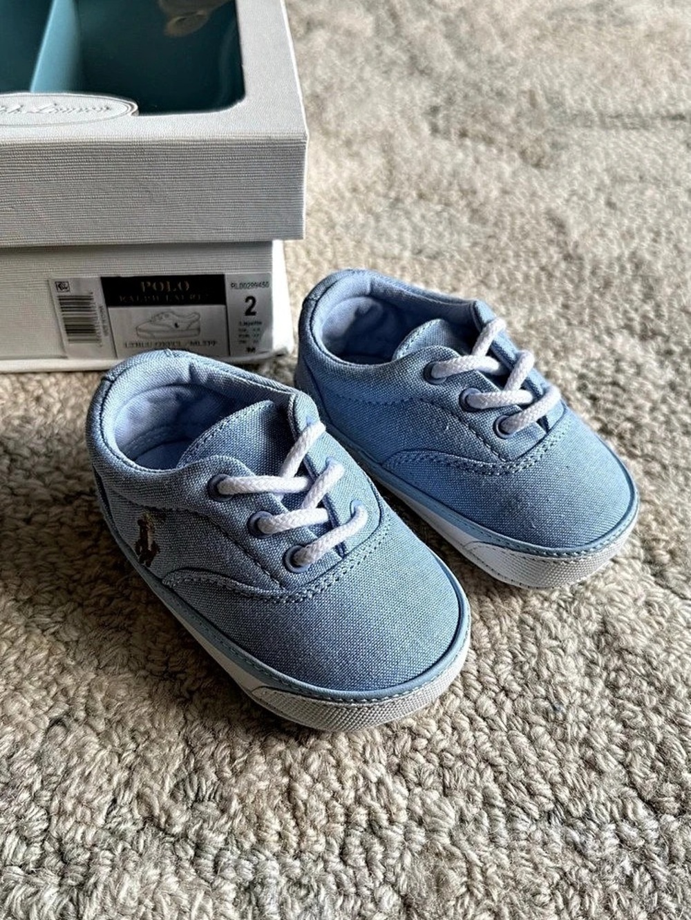 Ralph Lauren Layette Crib Shoes Blue Oxford | US 2 (3-6mo) NWT